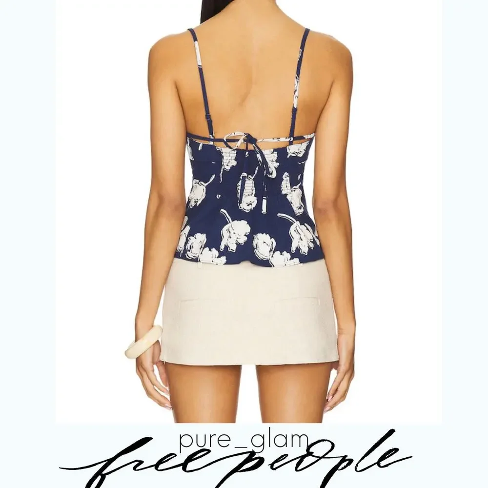 Free People floral top linen blend